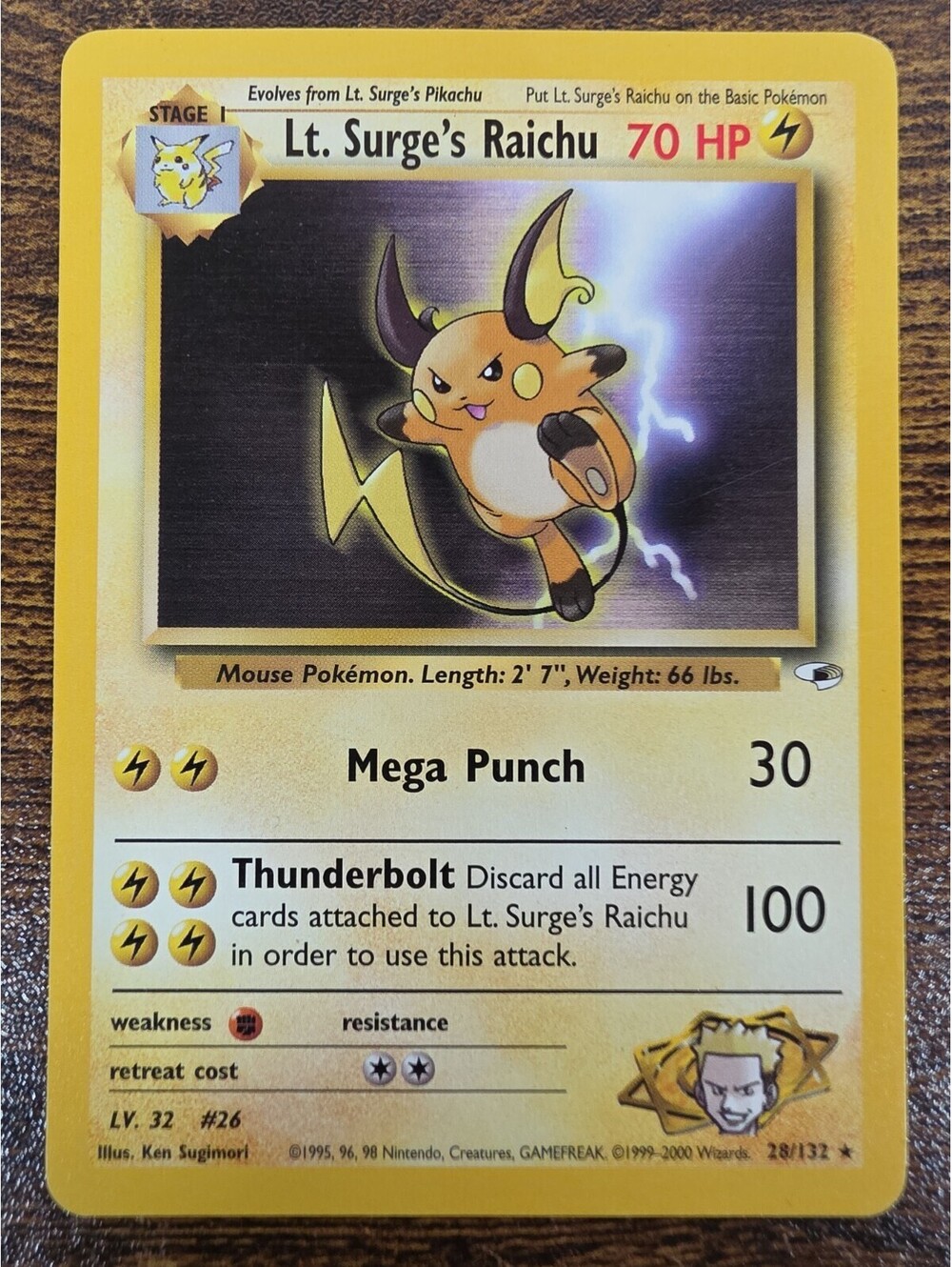 Pokemon TCG Lt. Surge's Raichu 028/132 Gym Heros-LP